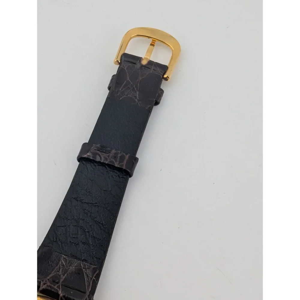 North Men's Watch 34mm Gold Case Brown Croc Leather Band- New Battery